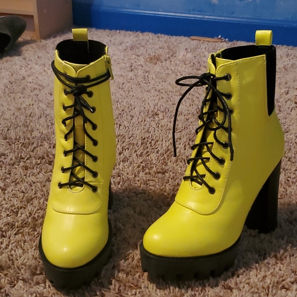 yellow combat boots